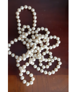 Vintage pearl necklace Signed Marvella Cream faux glass bead knotted bea... - £29.57 GBP