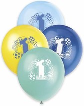 1st Birthday Blue Green Yellow Boy Assortment 8 pk 12&quot; Balloons Printed - $3.26