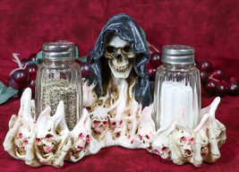 Grim Reaper Skeleton With Damned Souls Lake Of Fire Salt And Pepper Shakers Set - £20.55 GBP