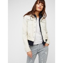 New Free People Double Weave Hooded Denim Jacket  $148 SMALL White Liber... - $1,284.96 MXN