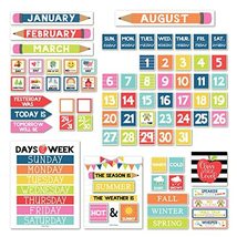 Colorful &amp; White Classroom Calendar | Bulletin Board | Classroom Supplies - $21.99