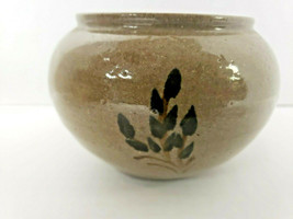Vintage NC Jugtown Ware Pottery Sugar Bowl Brown Glaze Blue Floral 1991 ... - £21.08 GBP
