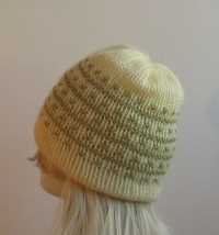 light lemon cream mohair beanie, womens mohair hat, winter hat, size S - 54 cm - £10.93 GBP