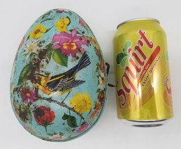 1954 Mattel Musical Tin Easter Egg Blue with Flowers and Bird - Ted Duncan - $39.42