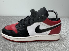 Nike Air Jordan 1 Low GS Bred Toe Shoes Kids Size 6Y / 7.5 W Black Red S... - $734.95 MXN