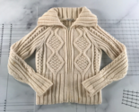 Vince Cardigan Sweater Womens Medium Cream Zip Front Aran Fishermans Cab... - $59.39