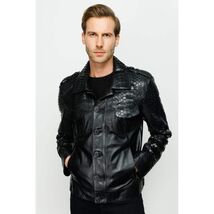 The Manteca Snake Skin Leather Black Men Jacket image 2