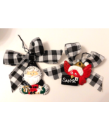 Black &amp; White Buffalo Plaid Ribbon Santa Bird Christmas Tree Ornaments L... - $5.19