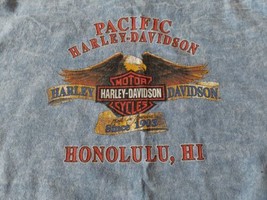 Pacific Honolulu Hawaii Harley Davidson T-shirt Size 14-16 Washed Out Blue Eagle - £14.62 GBP