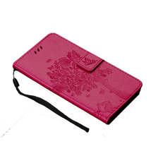 Anymob Huawei Dark Pink Leather Flip Case Wallet Cover Cat Phone Shell - £22.73 GBP