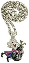 Money Bag Robber Crystal Rhinestones Pendant with 30 Inch Cuban Necklace Dollar - £22.53 GBP