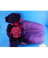 Dan Dee Purple Plush Bear w Pink Ribbon Bow &amp; Pink Flower + Red Hat Ladi... - $21.64 CAD