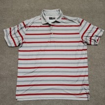 CALLAWAY OPTI-DRI GOLF Polo Shirt Mens L Gray Red Striped Moisture Wicking - $21.65