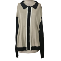 Cream and Black Collard Sweater Size Large  - £19.42 GBP