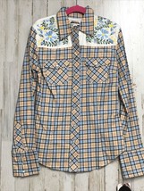 Paul &amp; Joe Target Womens XS Plaid Long sleeve Shirt Embroidered Floral w... - $13.98
