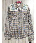 Paul &amp; Joe Target Womens XS Plaid Long sleeve Shirt Embroidered Floral w... - $13.98