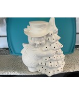 S1 - Large Snowman Holding Christmas Tree Ceramic Bisque Ready to Paint - $22.50