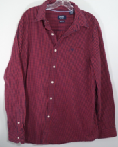 Vintage Chaps Ralph Lauren Men Button Up Shirt XL Red Plaid Pocket Long ... - $16.78