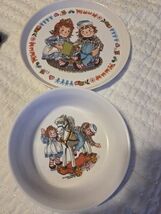 VTG Raggedy Ann &amp; Andy 2 pc Child Set ONEIDA Deluxe Melamine Dinnerware - $220.32 MXN