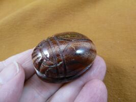 (Y-SCA-559) red Scarab beetle bug gemstone carving love Egyptian bugs fi... - $15.79