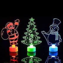 3pcs Christmas Luminous Acrylic Light 3d 7 Colors Led Night Light Desk Decor - £17.26 GBP