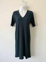 New EILEEN FISHER Tencel V Neck Short Sleeve Rib Stretch K/L Dress Teal ... - $125.99