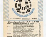 Aschinger Restaurant for all Berlin Menu Charlottenburg Germany 1962 - $17.82