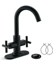 2 Handle Centerset Matte Black Lead-Free Modern Bathroom Faucet 1-3 Hole... - $24.74