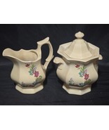 Vintage Art Deco Floral 8&quot; Tall Creamer And Sugar Bowl With Lid Set - Un... - $20.98