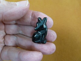 (Y-COY-502) little 1&quot; black Onyx COYOTE gemstone stone FIGURINE howling ... - £6.75 GBP