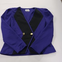 Leslie Fay Petite Collections Women's Purple & Black Blazer Jacket Size 6 image 13