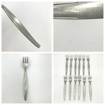 Eldan Japan Stainless Steel 18 8 Lot of 12 Cocktail Forks mcm Plain Sleek UT - $12.75