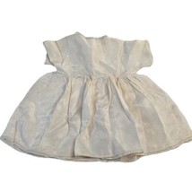 Vintage Baby Doll Dress Short Sleeve Bishop Smocked Beige Snap Fitted Bodice - £10.22 GBP