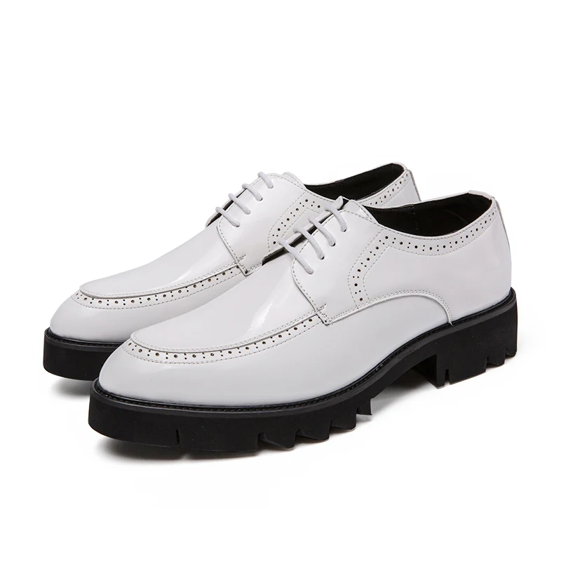 Casual patent leather shoes lace up derby shoe trend breathable platform sneakers youth thumb200