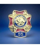 VFW Auxiliary 55 Pin Gold Tone Enamel Veterans Of Foreign Wars USA - $12.85