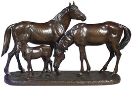 Sculpture Lodge Remington Horse Family Chocolate Brown Cast Resin Hand-Cast - £470.82 GBP