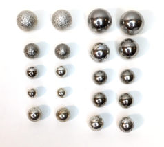 Jewelry Lot of 10 Pairs of Silver Tone Balls Stud Post Earrings (No Backs) - £7.85 GBP