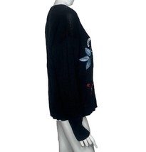 Womens Sweater Black Embroidered Flowers XL Relativity Dark Romantic Blo... - $16.89