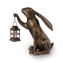 SPI Home Cast Aluminum Big Bunny Garden Lantern Candle Holder Statue - £168.21 GBP