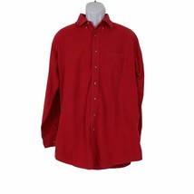 Lands End Mens Size Large Long Soft Flannel Red Cotton Long Sleeve Shirt - £15.22 GBP