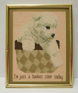 SHAR PEI PUPPY Counted Cross Stitch Embroidery IM A BASKET CASE Framed W... - £23.49 GBP