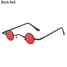 Vintage Retro Steampunk Mini Round Gothic Sunglasses Adult Metal Frame-BLACK/RED - £7.49 GBP