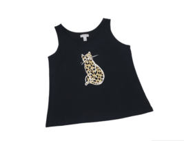 Cat Silhouette Graphic Print Kim Rogers Intimates Tank Top Tee Shirt Size L - £14.94 GBP