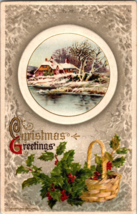 Vtg Postcard Christmas Greetings Holly Berry, John Winsch c1910, Embossed - £5.05 GBP