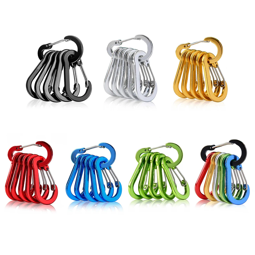 6pcs Carabiner Clips Outdoor Camping Aluminum Alloy Quick Mountaineering Buckles - £11.35 GBP+
