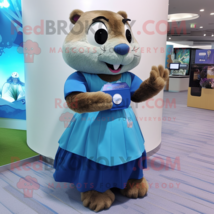 Blue Beaver mascot costume character dressed with a Wrap Skirt and Coin purses - £903.73 GBP