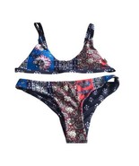 Blue burgundy orange paisley bikini two piece set junior size M - $23.76