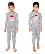 Pekkle Girls Boys Pajamas Set Gray 2-Piece Christmas Santa Top Bottom Sn... - $633.05 MXN