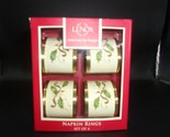 Lenox Nouveau Holly Holiday Gold Trim Napkin Rings in Original Box Chris... - $14.39