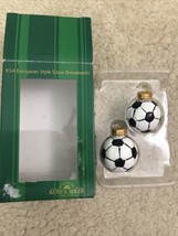 Kurt S. Adler Glass Painted Soccer (Football) Balls Christmas Ornaments w/Box - £26.17 GBP